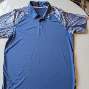 Oakley Men’s Golf Polo Shirt Blue Striped Raglan Athletic Fit Size L Performance